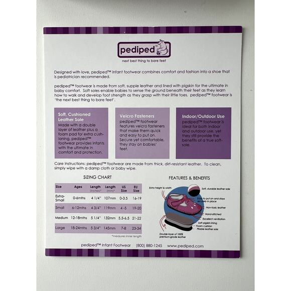 Baby shoes Pedipeds NIB All Leather 0-6 Months New In Box - Picture 6 of 7